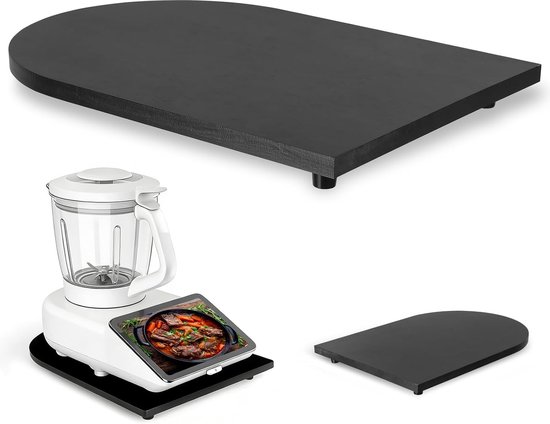 Glijplank Keukenmachine - Apparaat Rolplank - Keuken Werkblad - 360° Wielen Bamboe - 28x40x3 cm - Zwart