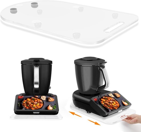 Glijplank Keukenmachine - Rolplank Accessoire - Apparaat Verplaatsen - Met Eén Handgreep - 47.7 x 29.4 cm - Transparant