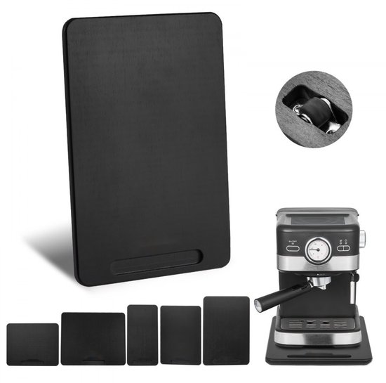 Glijplank voor koffiezetapparaat en keukenmachine - Schuifplateau - 40,6 x 30,5 cm - Rubberen wielen - Handgreep - Makkelijk schoon te maken - Zwart van Merkloos