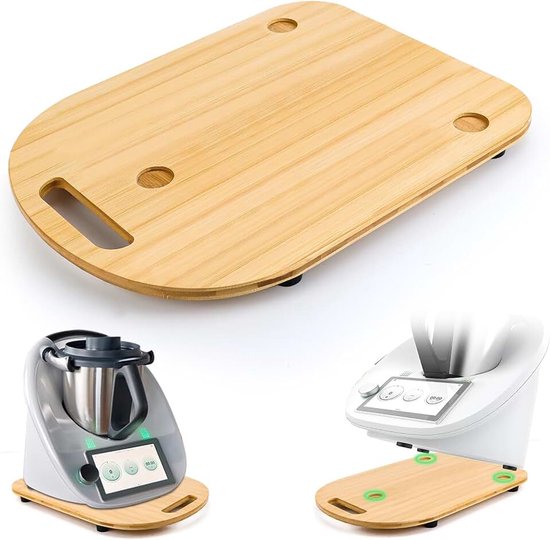 Glijplank voor Thermomix TM6 TM5, plank voor Thermomix met wielen, licht glijdende bamboe rolplank