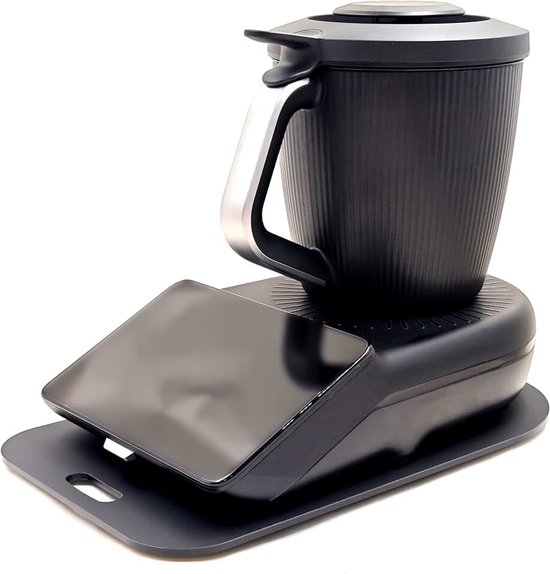 Glijplank voor Thermomix, TM7, hoogwaardige glijder van premium acrylglas, Made in Germany, wiebelvrij verplaatsen zonder moeite, mat zwart