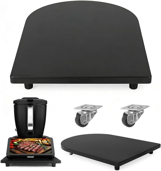 Glijplank voor Thermomix TM7 met 360° wielen, moeiteloos verplaatsen van de TM7, hoogwaardige rolplank, accessoires met antislip rubberen voeten, veilige stand (zwart)
