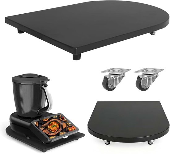 Glijplank voor Thermomix TM7 met 360° wielen | Moeiteloos verplaatsen van de TM7 hoogwaardige rolplankaccessoires, veilige stand, antislip rubberen voetjes, zwart