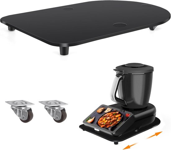 Glijplank voor Thermomix TM7, snel bewegen, rolplank voor Thermomix Vorwerk keukenmachine, TM7, accessoires, onderlegger, plank (acryl - zwart)