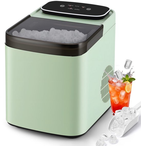 Glitzerlife - Ijsblokjesmachine IJsmachine - Compact Stil - Snel Ijs in 6 Min - Zelfreinigend - 14kg/24u Capaciteit - 1.3L Watertank - Groen van Merkloos