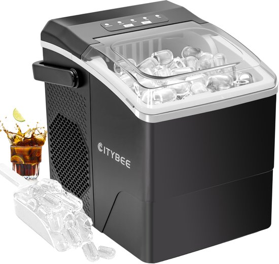 Glitzerlife - Snel Ice Cube Ijsblokjesmachine - Klein Stil - 2 Maten - Ijsblokjesmachine - Mini 9 Ijsblokjes In 6 Minuten - Klaar Voor Ijsblokjes - Met Draagbare Handgreep - Voor Kantoor - Camping En Feest -Zwart van Merkloos
