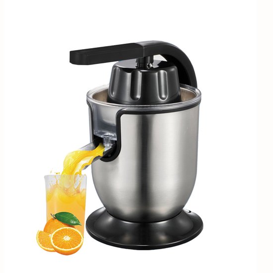 Gloovon® - Citruspers - Elektrische Sinaasappelpers - Professioneel - Citroenpers - Met Uitloop en Pershendel - 350 Watt - RVS Zilver van Merkloos