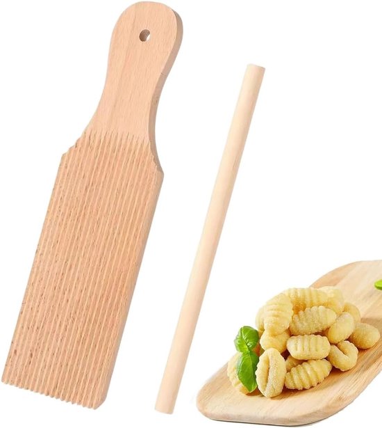 Gnocchi Pastaplank van Beukenhout voor Versgemaakte Pasta, Inclusief Snijgereedschap en Accessoires voor Tortellini en Noedels