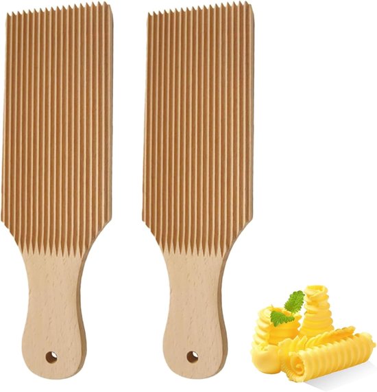Gnocchi plank 24 x 6,6 cm - beukenhout - met groefpatroon - perfecte pasta-accessoire voor thuis - ShopVlot