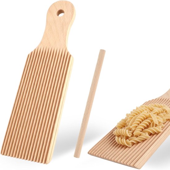 Gnocchi plank met rol - beukenhout - diepe groeven - perfect gevormde noedels - ShopVlot