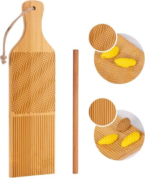 Gnocchi Plank - Pastamaker - Zelf Pasta Maken - Handgemaakt Bamboe - Natuurlijk van Merkloos