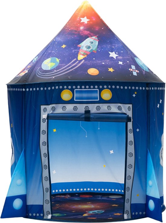 Gofun Starshuttle Speeltent - 100 x 135 cm - Voor Kinderen Vanaf 3 Jaar - Buiten en Binnen - Speeltentje - Raket - Blauw van Gofun