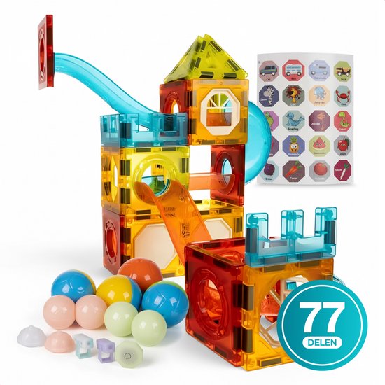 Golermo Magnetische Bouwstenen – 77-delig – Met Lichtgevende Elementen – Magnetisch Constructiespeelgoed – Montessori – Educatief STEM Speelgoed van Golermo