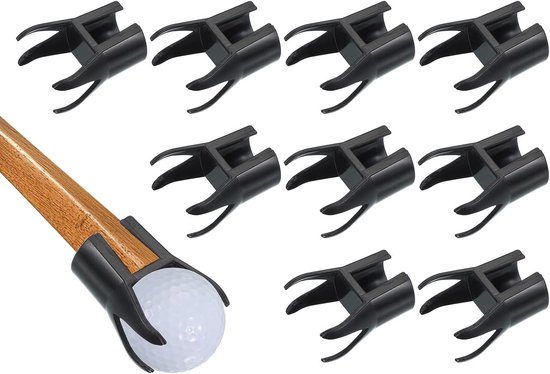 Golfbal retriever, 10 stuks golfbal 4-polige pick-up grijper terug saver klauw putter grip picker bovenste gereedschap voor golfers putter swing handvat accessoires, zwart
