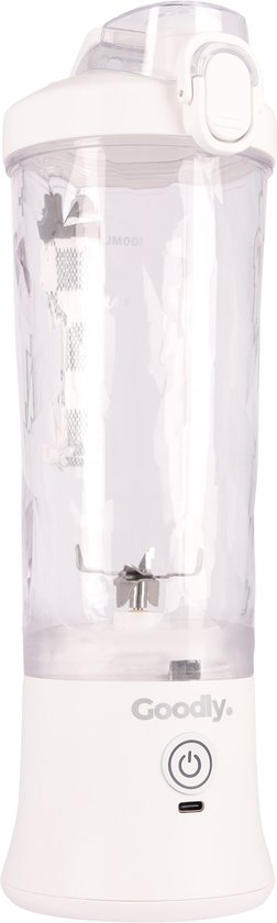 Goodly® Blender to go - Smoothie maker - Draagbare Blender - USB Oplaadbaar - Juicer - Mixer - incl. handige gebruikerstips - Licht & Compact - 600ml - Wit van Merkloos