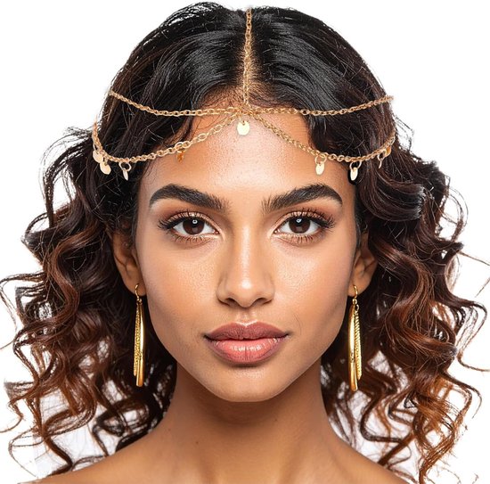 Gouden Hoofdsieraad met Pailletten en Kwastjes voor Festivals en Bruiloften - Boho Haaraccessoire voor Vrouwen en Meisjes van Merkloos