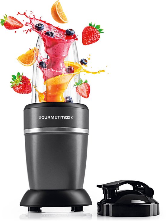GOURMETmaxx Mixer & Smoothie Maker 4-delig | Elektrische staande mixer voor een vitaminekick voor onderweg | Voedingsmixer met lekvrije deksel | Blender, keukenmachine voor shakes en meer van Merkloos