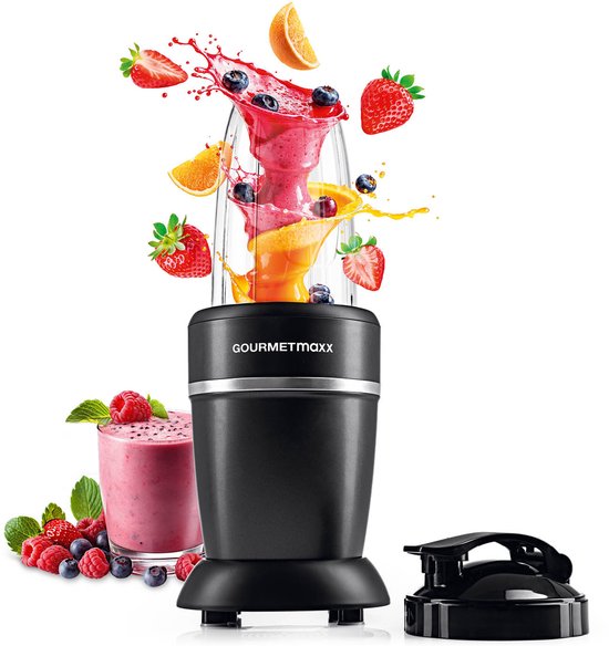 GOURMETmaxx Mixer & Smoothiemaker 4-delig - Elektrische staande mixer voor een vitaminekick voor onderweg - Voedingsmixer met lekvrije deksel - Blender, keukenmachine voor shakes en meer van Merkloos