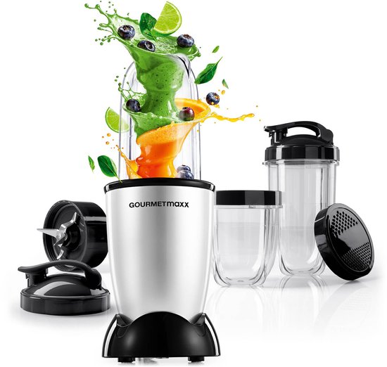 GOURMETmaxx Mr. Magic Power Pro-blender 400 watt | Smoothiemaker met meeneemdeksel | Staande blender met mengbeker en vershouddeksel voor bewaren | Blender met accessoirepakket L voor shakes, smoothies enz. van Merkloos