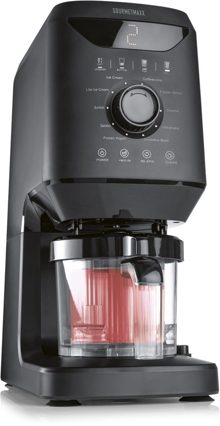 GOURMETmaxx SmoothUp ijsmachine, 800 watt, 10 programma's, incl. mix-in-functie, ijsmachine, slushies en ijs zelf maken, led-display, inclusief 2 bekers