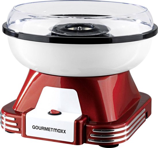 GOURMETmaxx Suikerspinmachine voor thuis | Het rode origineel met 10 stokjes & maatlepel in nostalgisch retro design | Suikerspin van de hoogste kwaliteit voor elke gelegenheid
