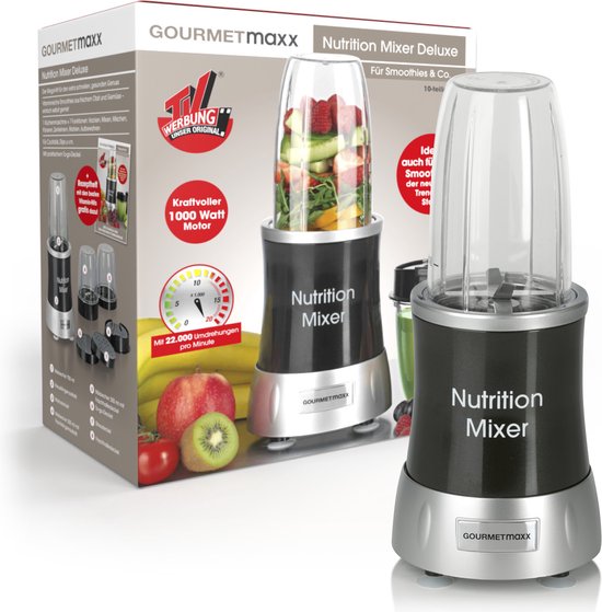 GOURMETmaxx Voedingsmixer Deluxe 11-delig - roestvrij staal/zwart van GOURMETmaxx