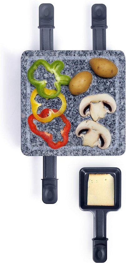Gourmetstel - Steengrill 4 Personen - Bakplaat - Natuurstenen Plaat - Zwart - 22cm x 22cm x 12cm