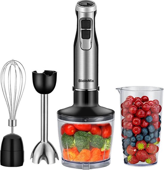 Gran Vida® - 4-in-1 Staafmixer Set - Blender, Smoothiemaker & Handmixer - 500ml Hakkom, 600ml Mengbeker, Garde & Roestvrijstalen IJsmes van Gran Vida