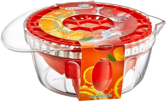 Granaatappel Ontpitter met Citruspers – Handmatige Sinaasappelpers en Citroenpers – Opvangkan met Schenktuit – 700 ml – Rood van modemix