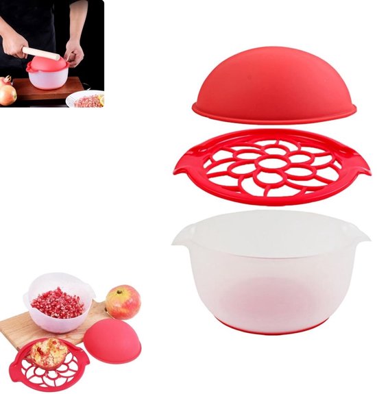 Granaatappelschiller, siliconen granaatappelpitverwijderaar, pulpscheider, keukenfruitschiller, geschikt voor het schillen van fruit, groenten en granaatappels (19,5*14cm, rood)
