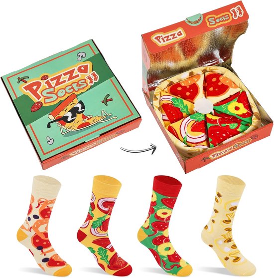 Grappige Pizza Sokken in Geschenkenverpakking - Kado Heren Dames