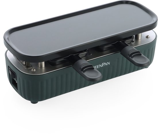 GreenPan Silhouette Connectable Gourmetstel - Gourmet voor 2 Personen - Verbind tot 6 Toestellen - PFAS-vrije Antiaanbaklaag - Donker groen