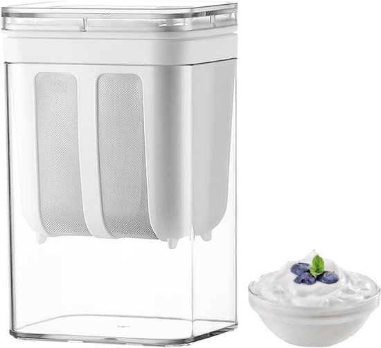 Griekse Yoghurt Zeef 1100ml – RVS Yoghurt Maker met Fijne Mesh Zeef – Whey Separator – Kwarkmaker – Sojamelk & Notenmelk Filter – Herbruikbare Roestvrijstalen Yoghurt Strainer van Merkloos