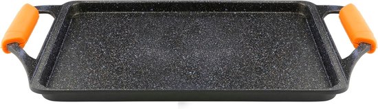 Grillplaat - Grillpan Inductie - Koken - PFOA-vrij - 37 x 25 cm - Zwart