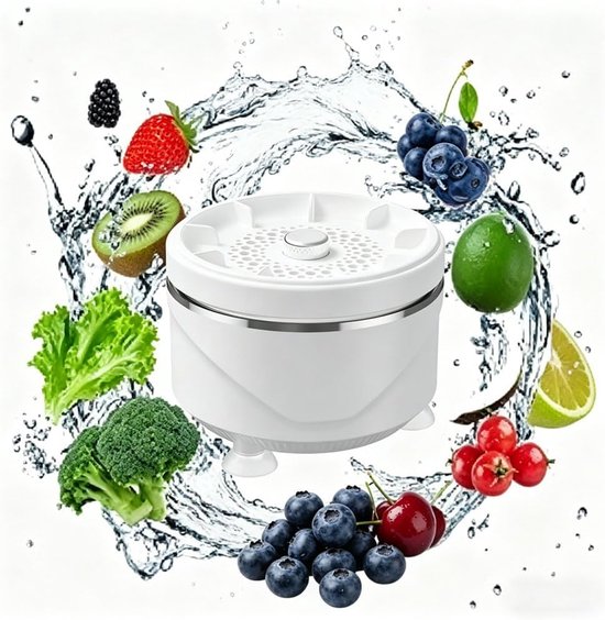 Groente- en Fruitreiniger - Handmatige Wasapparaat voor Vers Voedsel - Natuurlijk en Draagbaar Keukengerei - Voor Bessen, Druiven, Groenten en Fruit - Veilige Reiniging zonder Chemicali毛n - Eenvoudig te Gebruiken en Te Spoelen