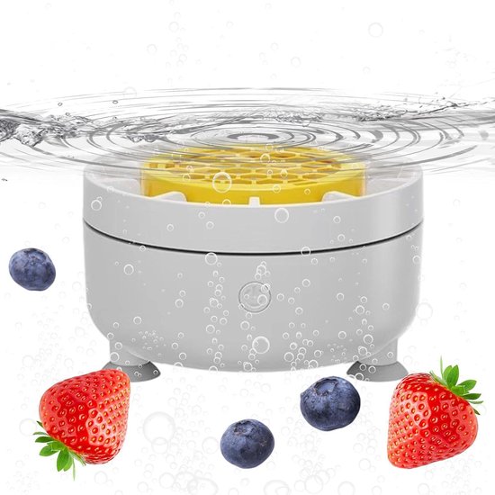 Groente- en fruitreiniger, waterdichte wasgadgets, roterende wasmachine voor groenten en fruit, voor keuken, sla, rijst, bessen, aardappel, zeevruchten - wit
