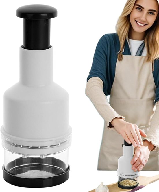 Groente Hakker - Keukenmachine - Snel Ingrediënten Verwerken - Innovatieve Bladopstelling - 7.5x22.5 cm - Zwart Wit