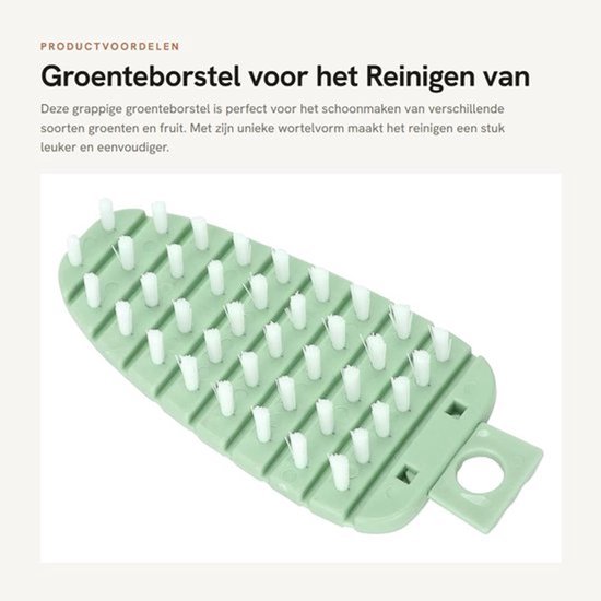 Groenteborstel Schattig Keukengerei - Aardappelborstel - Vouwbaar - PP/PE - 14 x 6 cm - Lichtgewicht 44 g - Schoonmaakborstel