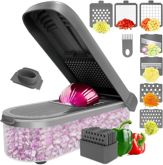 Groentechopper met container - Keuken artifact Voedsel snijder - Maaltijden voorbereiden - Antislip basis