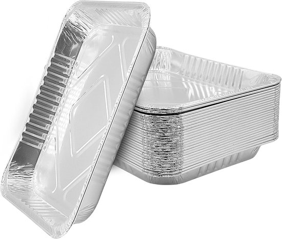 Grote Aluminium Grillschalen - 2200 ml - 32,5 x 26,2 x 4 cm - Wegwerp Schalen voor Barbecue en Catering - Perfect voor Feestjes