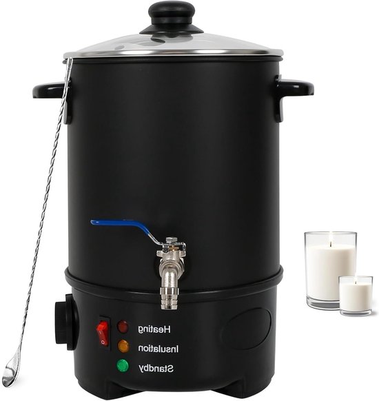 Grote elektrische wax smeltpot van 6 liter voor kaarsen maken, snel verwarmen, met temperatuurregelaar en antiaanbaklaag