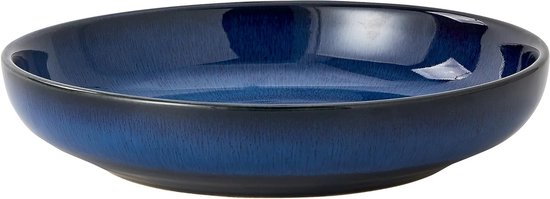 Grote keramische pastakom van 10 inch, veelzijdige serveerschaal voor salades en fruit, vaatwasser- en magnetronbestendig (blauw)