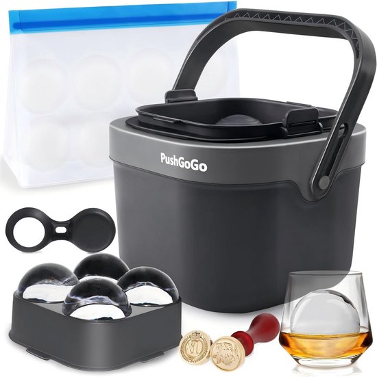 Grote Kristalheldere Ijsballen Maker voor Whisky en Cocktails – BPA-vrije Siliconen Ijsvormen met Opbergtas van Merkloos