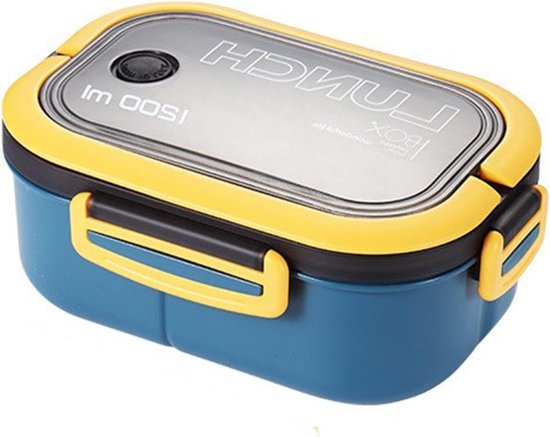 Grote RVS Lunchdoos van 1200ml, Draagbare Stapelbare Lunchcontainer voor Studenten en Werkenden, Ideaal voor Canteen, Picknick en Kamperen (Blauw) van Merkloos