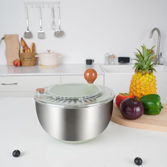 Grote Saladeschudder RVS - 5.3L Groente- en Fruitdroger van Merkloos