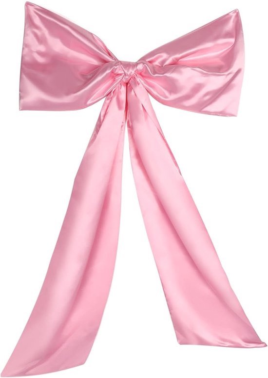Grote Satijnen Strik als Wanddecoratie voor Feestjes, Bruiloften, Babyshowers en Afstudeerfeesten - Roze Decoratief Accessoire