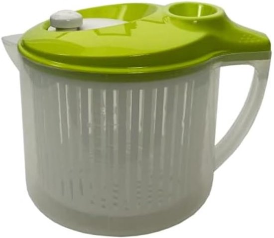Grote Slacentrifuge 3 Liter - Wassen en Drogen - BPA-vrij Kunststof - Transparant Groen van Merkloos