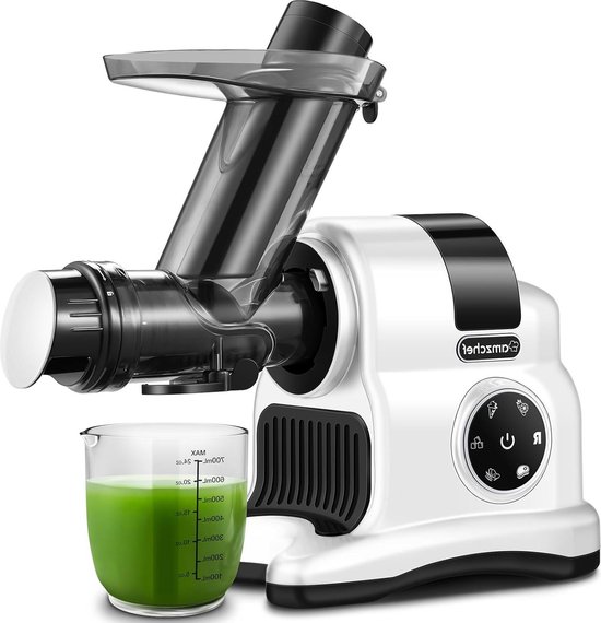 Grote vulschacht met 80 mm - 150 watt, 2 snelheden, terugloopfunctie - wit sapcentrifuge groenten en fruit