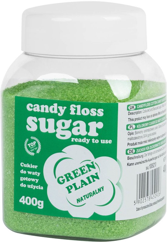 GSG24 - Suikerspin Suiker - Groene Kleur - Natuurlijke Smaak - 400g