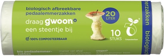 G'woon - Biologische pedaalemmerzakken - 10x 20 liter van Merkloos